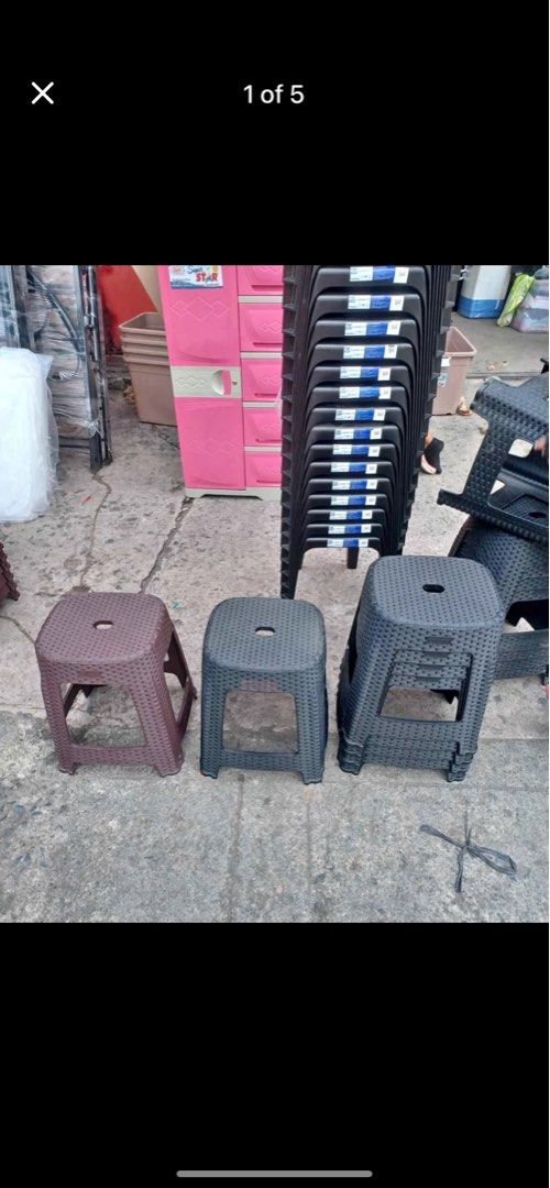 Rattan Stool black at brown (Category: Chairs) located in Manila. Submitted by kellychz (Listing ID 1360913071, Image 1). Description: Rattan stool brand new stackable cod or gcash.