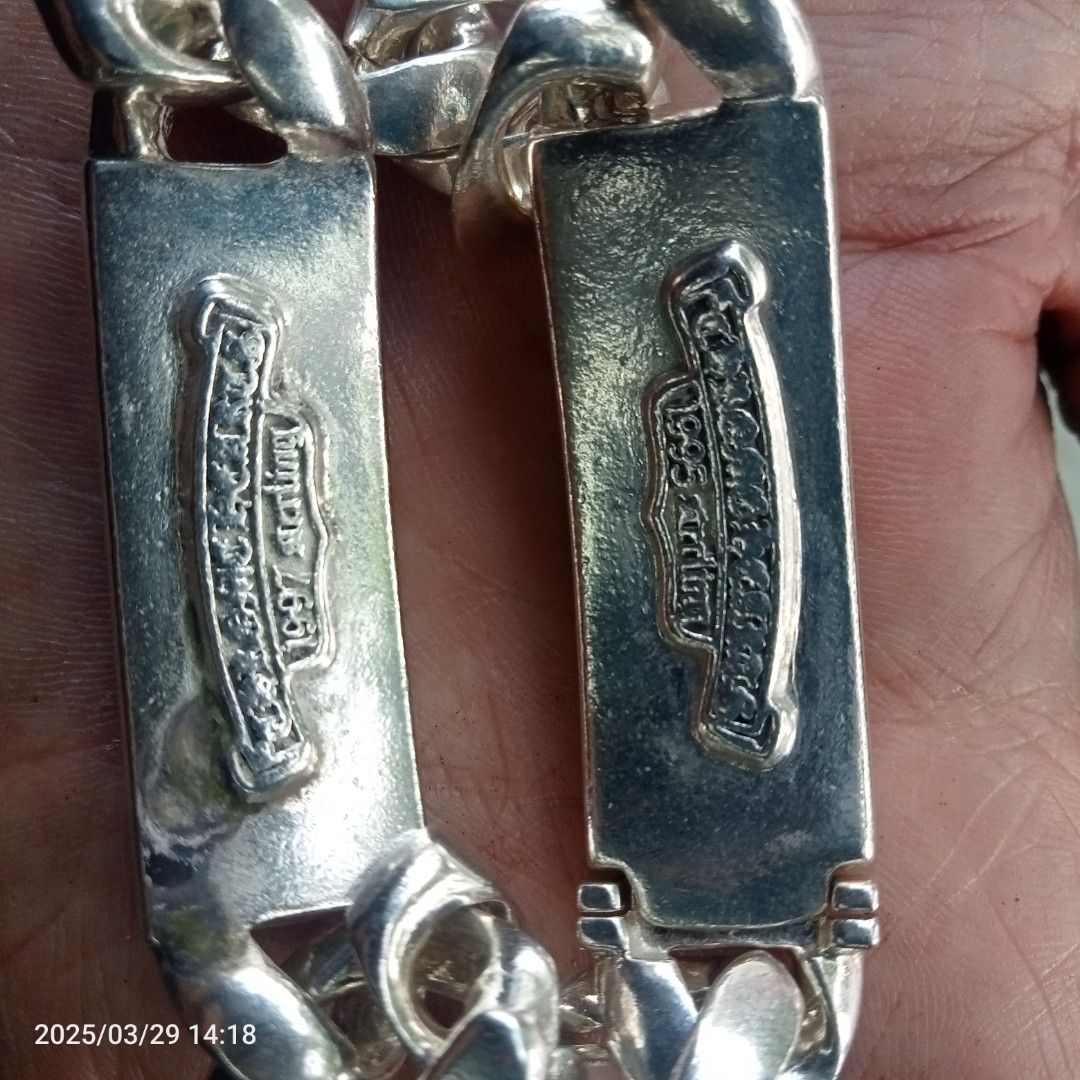 Silver Bracelet (Category: Jewelry) located in Makati City. Submitted by silver_ben (Listing ID 1360951574, Image 2). Description: Double ID Bracelet Sterling Silver 119 Grams CH inspired.