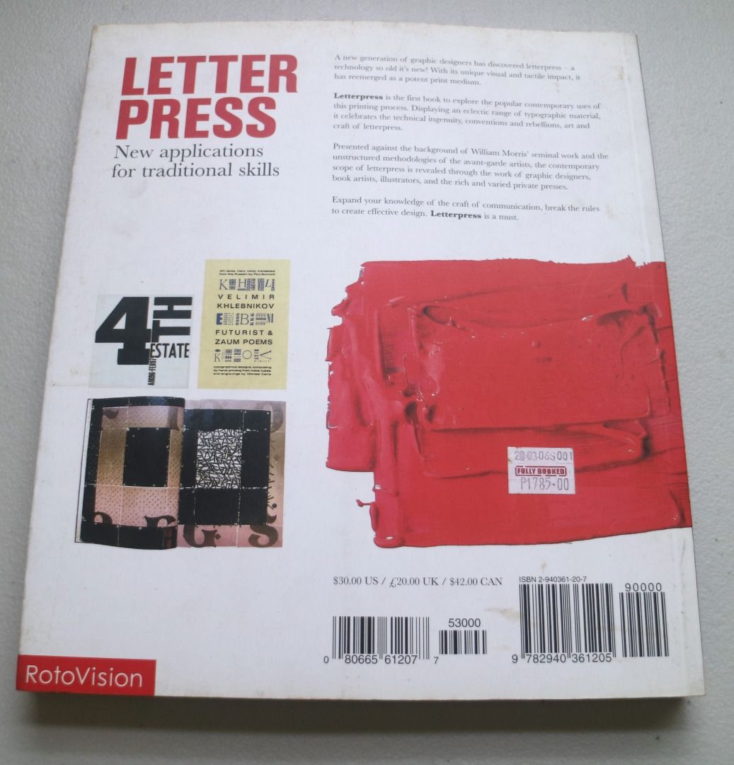[USED] Reference Book: Letter Press by David Jury (Category: Textbooks) located in Pasig City. Submitted by findingviolet (Listing ID 1360991241, Image 2). Description: [USED] Letter Press (New applications for traditional skills) by David Jury - Reference book on Letter Press RFS: Decluttering Shipping and Fees c/o Buyer Mode of Payment: GCash / Maya / BPI Bank Transfer Location: Metro Manila.
