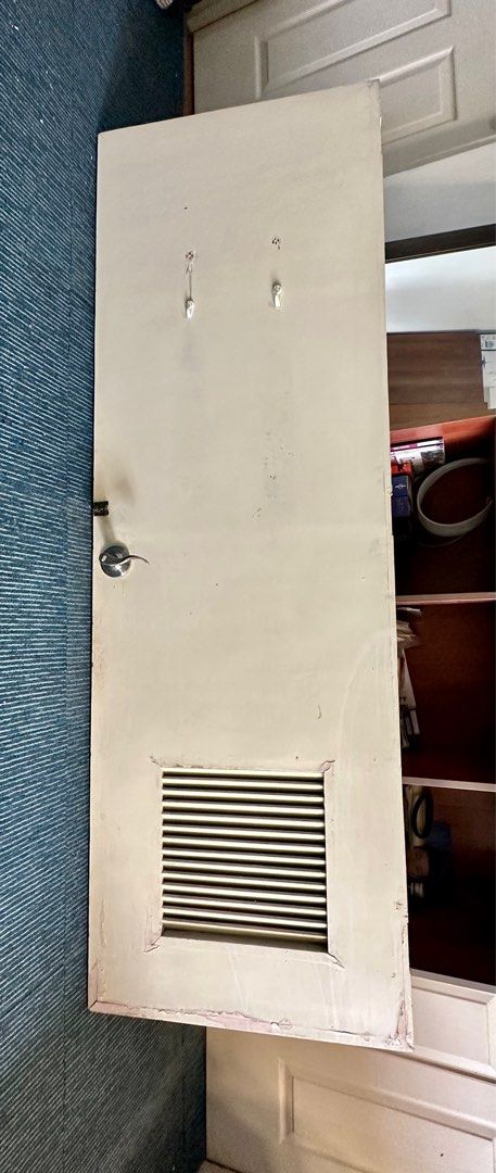 Wood bathroom door (Category: Locks, Doors & Gates) located in Quezon City. Submitted by littleliv (Listing ID 1360923516, Image 1). Description: 210 x 70 x 4.2 cms Wooden, heavy, original from condo With non working door knob included With 2 hooks Pick up along Commonwealth Ave, Quezon city.