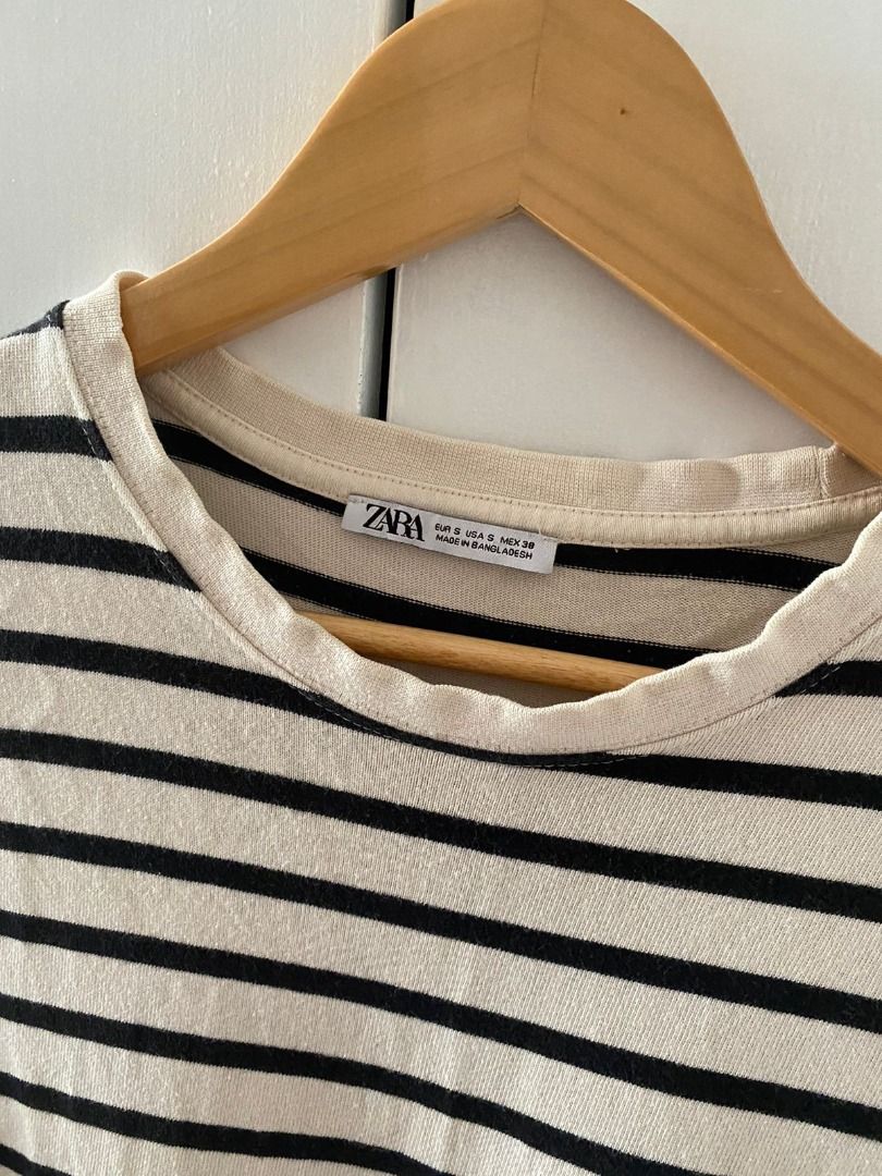 Zara | Stripes shirt - Black & White (Category: Shirts) located in Las Pinas. Submitted by _chic (Listing ID 1361000561, Image 3). Description: USA S / EUR S Small on tag, can fit up to Semi-Large Shoulder: 18 inches Chest: 20 Length: 28 In good condition. .