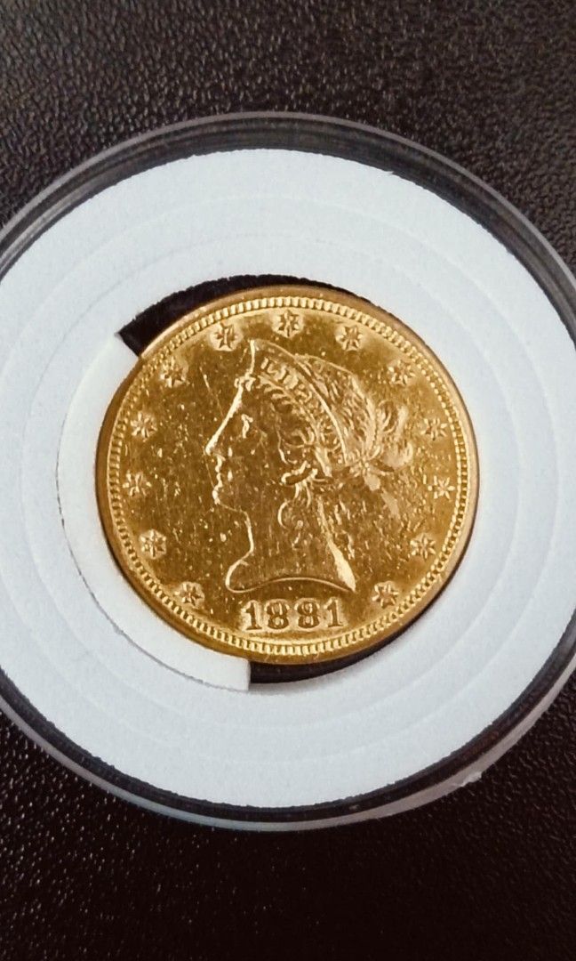 10 Dollar coronet 1881 22 carrats (Category: Currency) located in Santa Rosa. Submitted by COLLECTORS (Listing ID 1356225742, Image 1). Description: for sale ✅ 10 Dollar Gold coin 1881 22 carrats 16.7Grams Verynice details AU CONDITION mode of payment GCASH / cash or remittance shipment via JRS or meetup manila 😊 Laguna.
