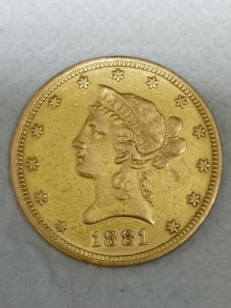 10 Dollar coronet 1881 22 carrats (Category: Currency) located in Santa Rosa. Submitted by COLLECTORS (Listing ID 1356225742, Image 3). Description: for sale ✅ 10 Dollar Gold coin 1881 22 carrats 16.7Grams Verynice details AU CONDITION mode of payment GCASH / cash or remittance shipment via JRS or meetup manila 😊 Laguna.