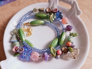 ✨ 捷克玻璃珠飾物精選 🌾 粉嫩春色花園 頸鏈及手鏈兩用 mayuvintage vintage necklace bracelet ✨ 玻璃珠製品 czech glass beads64242862638722110