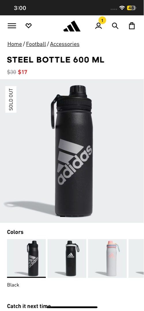 Adidas Original Authentic STEEL BOTTLE 600 ML (Category: Water Bottles & Tumblers) located in Quezon City. Submitted by bagclosets (Listing ID 1356111025, Image 2). Description: All Brand new not used - RFS: decluttering Christmas gifts See photos, no dents, not used. Only gifted .