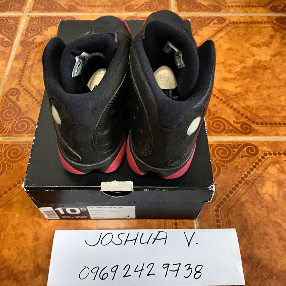 Air Jordan 13 Retro Dirty Bred (Category: Sneakers) located in Las Pinas. Submitted by bazach (Listing ID 1354864132, Image 3). Description: Air Jordan 13 Retro Dirty Bred SIZE 10.5 US M *Name on photo is my husband Comes with Box Rarely used RFS: Decluttering.