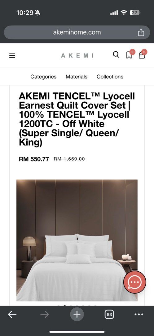 Akemi tencel queen bedsheet quilt cover set (Category: Bedding & Towels) located in Singapore. Submitted by michelleoui (Listing ID 1356196301, Image 3). Description: AKEMI TENCEL™ Lyocell Earnest Quilt Cover Set | 100% TENCEL™ Lyocell 1200TC - Off White Used once, washed. .