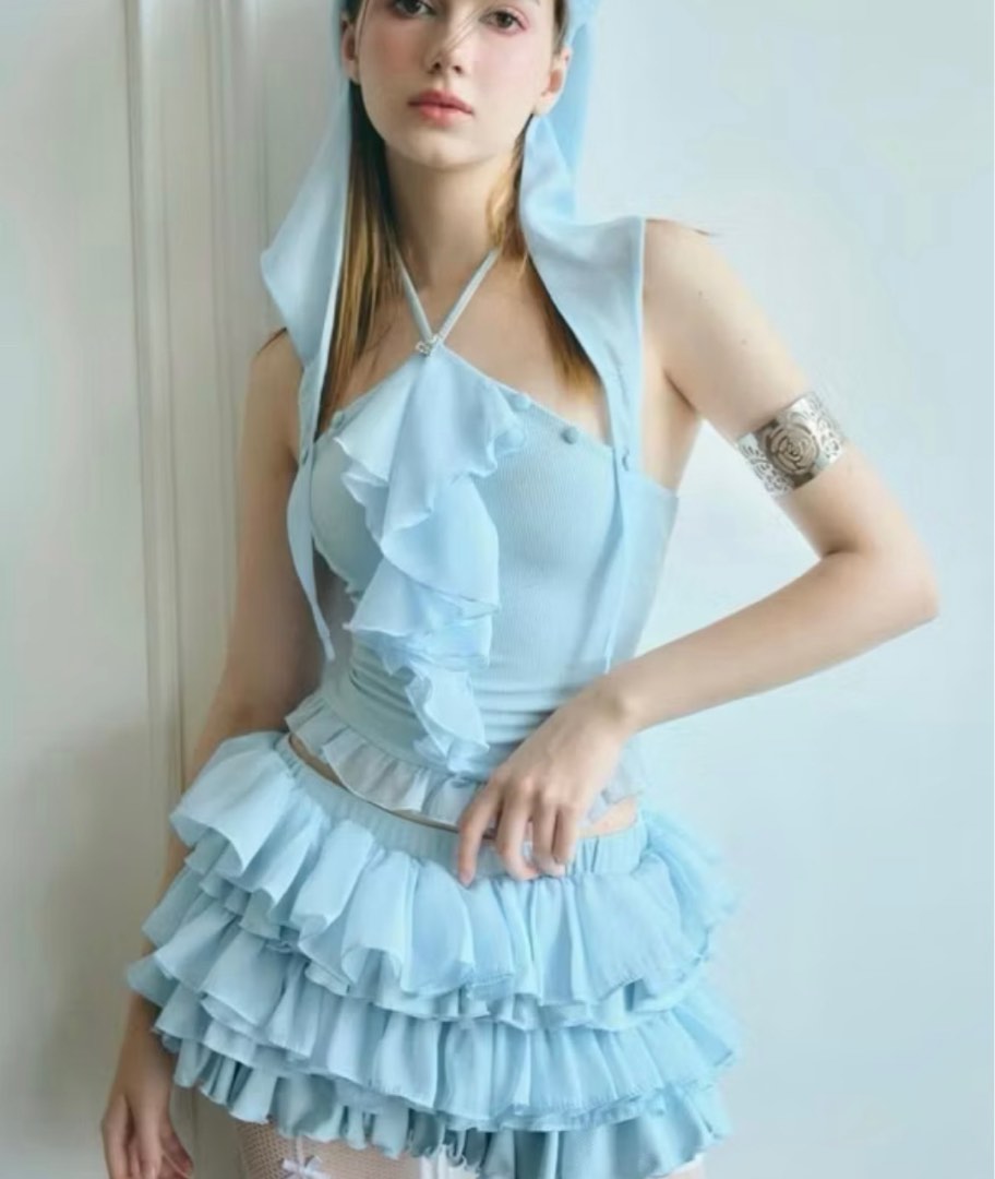 Cardi Set - Camisole Collar Design Shirt with Floor Skirt Comes with ...