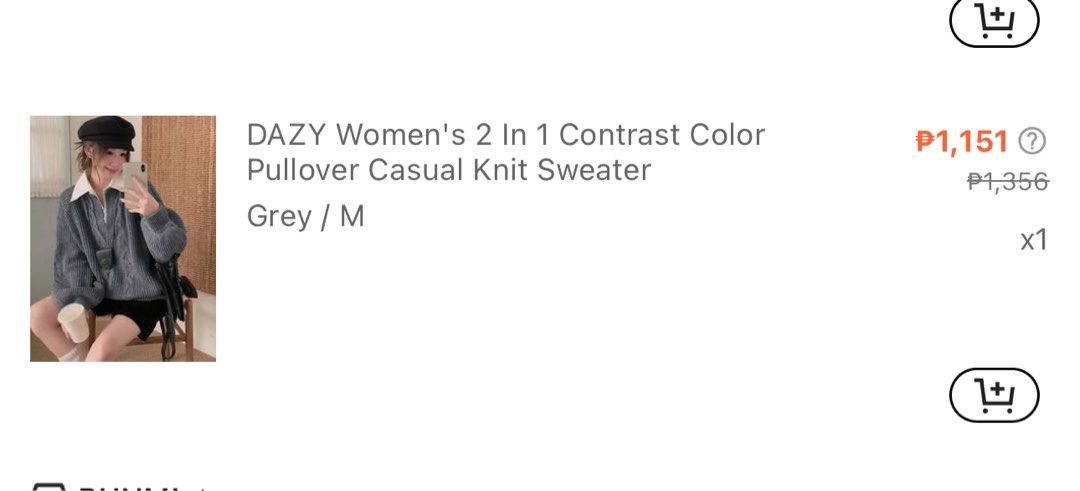 Dazy Gray Knit Sweater with Collar design (Category: Coats, Jackets and Outerwear) located in Manila. Submitted by solijustuff (Listing ID 1356128942, Image 3). Description: Bought this for 1100 from Shein Dazy. I only used this onc. It is super cute because of the collar detail!.