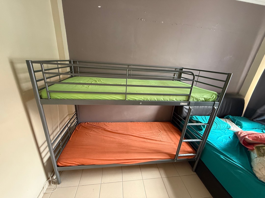 Double Decker / Bunker bed frame Ikea Svarta, Furniture & Home Living ...