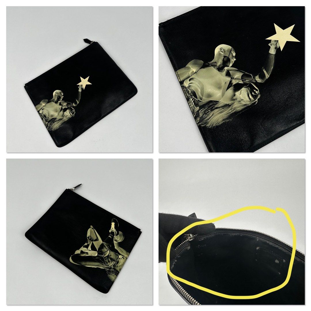 GIVENCHY (Category: Luxury Bags & Wallets) located in Manila. Submitted by zeuslikenenet (Listing ID 1356066946, Image 3). Description: Printed back and front design, givenchy under zip. Width: 11.5” Length:9” Issue: Inside powderized leather.