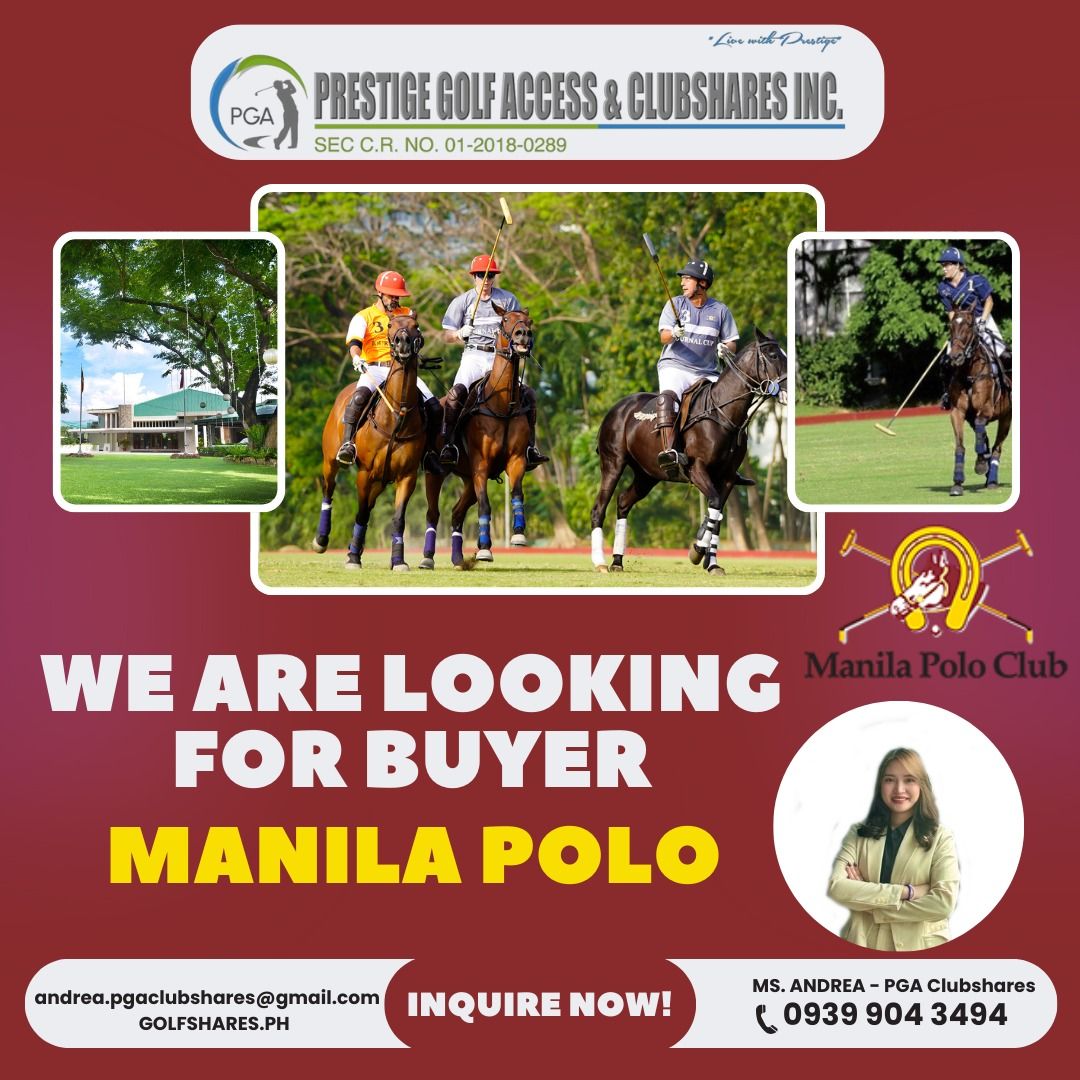 GOLF SHARES MEMBERSHIP - PGA (Category: Golf) located in Muntinlupa City. Submitted by andrea.pgaclubshares (Listing ID 1356094929, Image 2). Description: Good day Golfers! This is Andrea from PGA Clubshares. We are looking for a BUYER of the following shares. MANILA GOLF MANILA POLO CLUB ALABANG COUNTRY CLUB If you're looking to become a member of one of these exclusive clubs, please contact me for more information on available shares and pricin