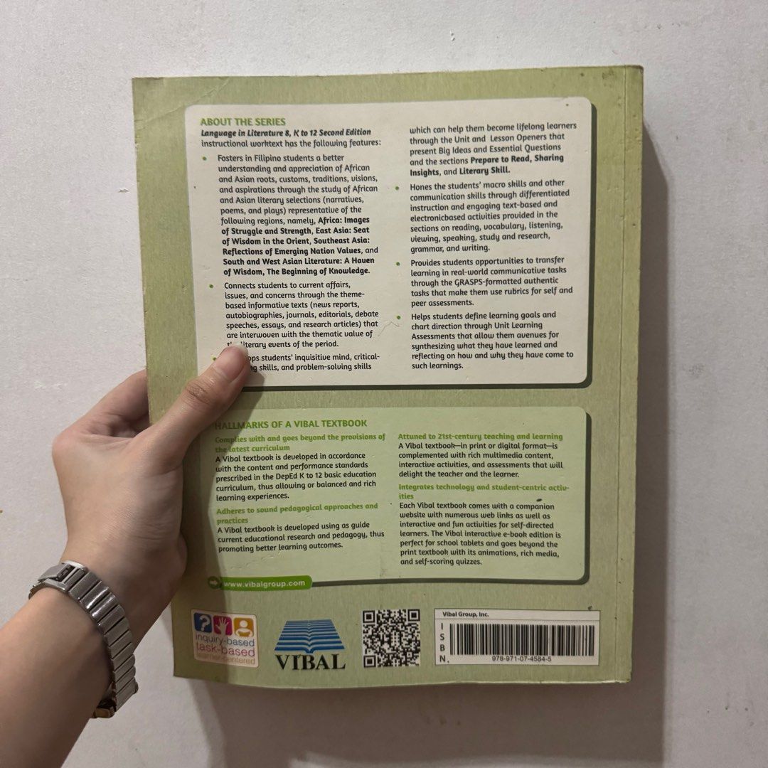 [Grade 8] Language in Literature Book (Category: Textbooks) located in Manila. Submitted by tkilla (Listing ID 1356182442, Image 2). Description: .