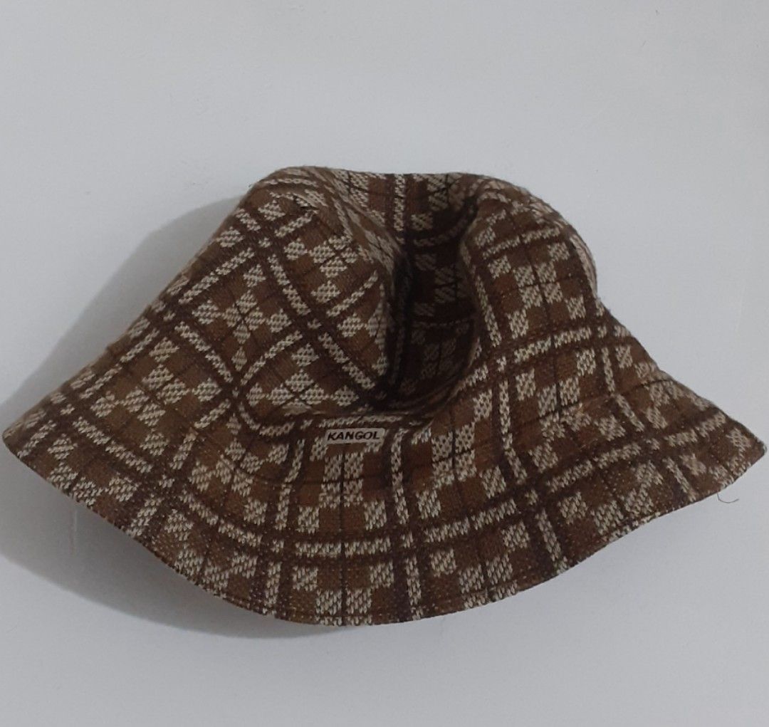 KANGL JACQUARD PLAID BUCKET HAT (Category: Hats & Beanies) located in Manila. Submitted by eriiicaspage (Listing ID 1356198917, Image 1). Description: PreOWNED ^LIKENEW Authentic 💯 KANGOL Vintage BROWN JACQUARD PLAID BUCKET HAT UNISEX MEDIUM No Issue Great Condition 9/10 Sold at 1180 /Ship ♡.