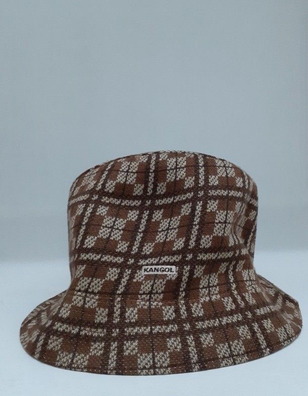 KANGL JACQUARD PLAID BUCKET HAT (Category: Hats & Beanies) located in Manila. Submitted by eriiicaspage (Listing ID 1356198917, Image 2). Description: PreOWNED ^LIKENEW Authentic 💯 KANGOL Vintage BROWN JACQUARD PLAID BUCKET HAT UNISEX MEDIUM No Issue Great Condition 9/10 Sold at 1180 /Ship ♡.