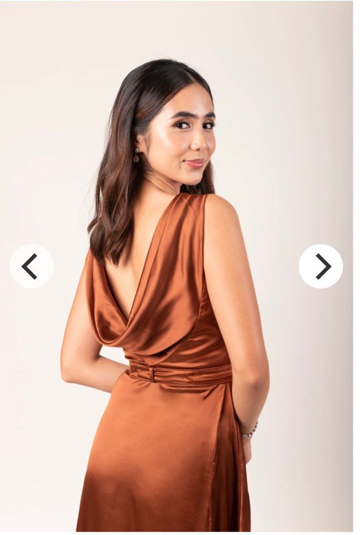 Karimadon Brown Long Gown (Rein) (Category: Evening dresses & gowns) located in Manila. Submitted by cljmd116 (Listing ID 1356129565, Image 3). Description: First 4 photos are grabbed from the main website. The rest of the photos are actual photos of the item. Size: SMALL S: B-34”, W-28”, H-36” - Item is store bought (original price posted) - Used only once for a wedding RFS: Closet declutter.