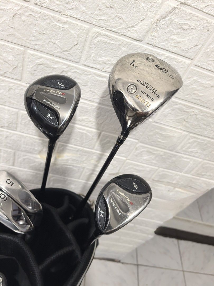 Men's golf set for beginners (Category: Golf) located in Caloocan City. Submitted by ace2729 (Listing ID 1356193546, Image 2). Description: FOUNDERS CLUB GOLF SET DRIVER: A.M.C MAD-01 10.5° WOOD: FOUNDERS CLUB #3-15° UTILITY:FOUNDERS CLUB #21° FOUNDERS CLUB IRONS 5,6,7,8,9,P,S,A & ZEBRA RAM PUTTER GRAPHITE SHAFT ALL R FLEX BAG: US ATHLETES ALL ARE IN VERY GOOD CONDITION LOCATION:PUNTURIN VALENZUELA WE SHIP NATIONWIDE SF BUYER'S EXPENSE.