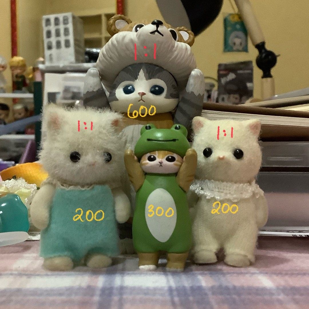 Persian and Silk Cat Sylvanian Family (Category: Figurines & Statues) located in Quezon City. Submitted by shiayaiya (Listing ID 1356165561, Image 1). Description: — CAN'T TINGI UNLESS GETTING MOFUSAND FROG ❗❗ — ❌ SENSITIVE COLLECTOR, check pics for critters condition, got it that way PBD: Soft Vinyl Mofusand 1:1 - 600 Silk Cat Sylvanian Family 1:1 - 200 Persian Cat Sylvanian Family 1:1 - ❌SOLD❌ Mofusand Frog - ❌SOLD❌ SET PRICE: 800 — Loc: QC — G