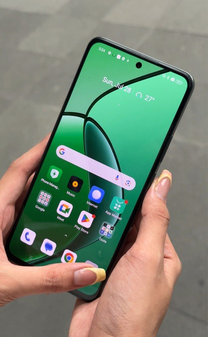 realme 12 (Category: Realme) located in Mandaluyong City. Submitted by lilmisscapricorn (Listing ID 1356236763, Image 2). Description: almost new! used only for photos original price: Php 16,000 selling price: Php 9,999 realme 12 5G Smartphone | 8GB+256GB | MTK Dimensity 6100+ | 108MP Camera • Memory: 8GB+256GB • Processor: MediaTek Dimensity 6100+ • Display: 6.7’’ FHD+ 120Hz Sunlight Display • Rear Camera: 108MP + 2MP • Front Camera: 8MP • Batte