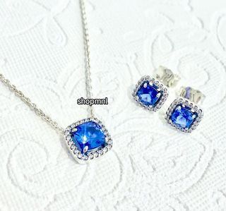 🎀SALE! PANDORA SPARKLING SQUARE TIMELESS NECKLACE WITH EARRING SET TERNO