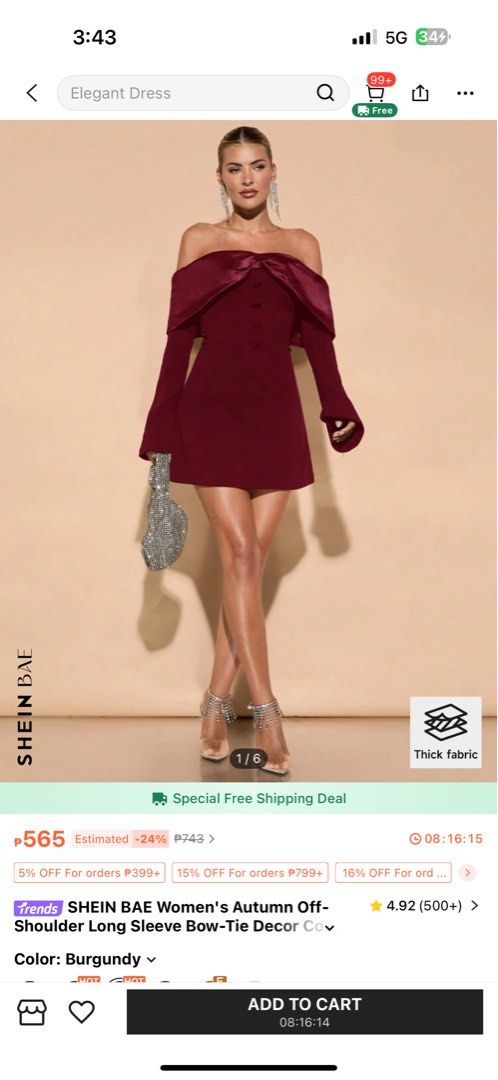 shein burgundy dress (Category: Dresses) located in Caloocan City. Submitted by p.declutters (Listing ID 1356120670, Image 1). Description: brand new never worn sinukat lang selling for a friend, rfs: doesnt fit .