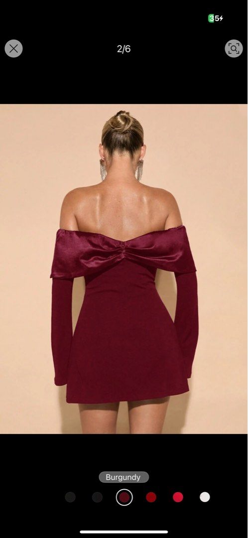 shein burgundy dress (Category: Dresses) located in Caloocan City. Submitted by p.declutters (Listing ID 1356120670, Image 2). Description: brand new never worn sinukat lang selling for a friend, rfs: doesnt fit .