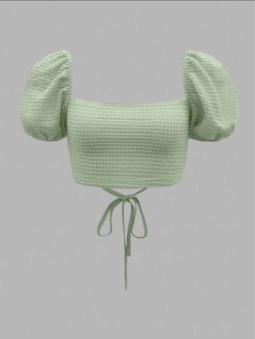 Shein puff sleeve crop top (Category: Others Tops) located in Caloocan City. Submitted by declutterbyA (Listing ID 1356190447, Image 1). Description: Worn once Size: Large Could fit medium to large frame Helping tags: Shein, h&m, zara, cotton on, uniqlo, forever 21.