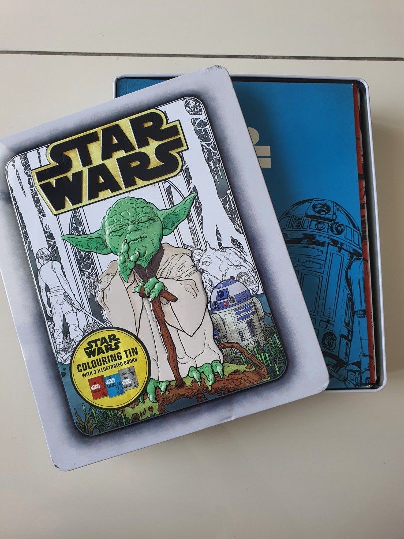STAR WARS Colouring Tin with 3 Ilustrated booms, Hobbies & Toys ...