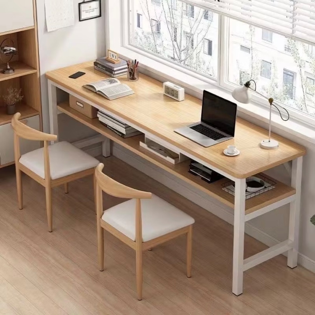 Wooden Study Desk With Storage Shelf Compact Laptop Writing Table