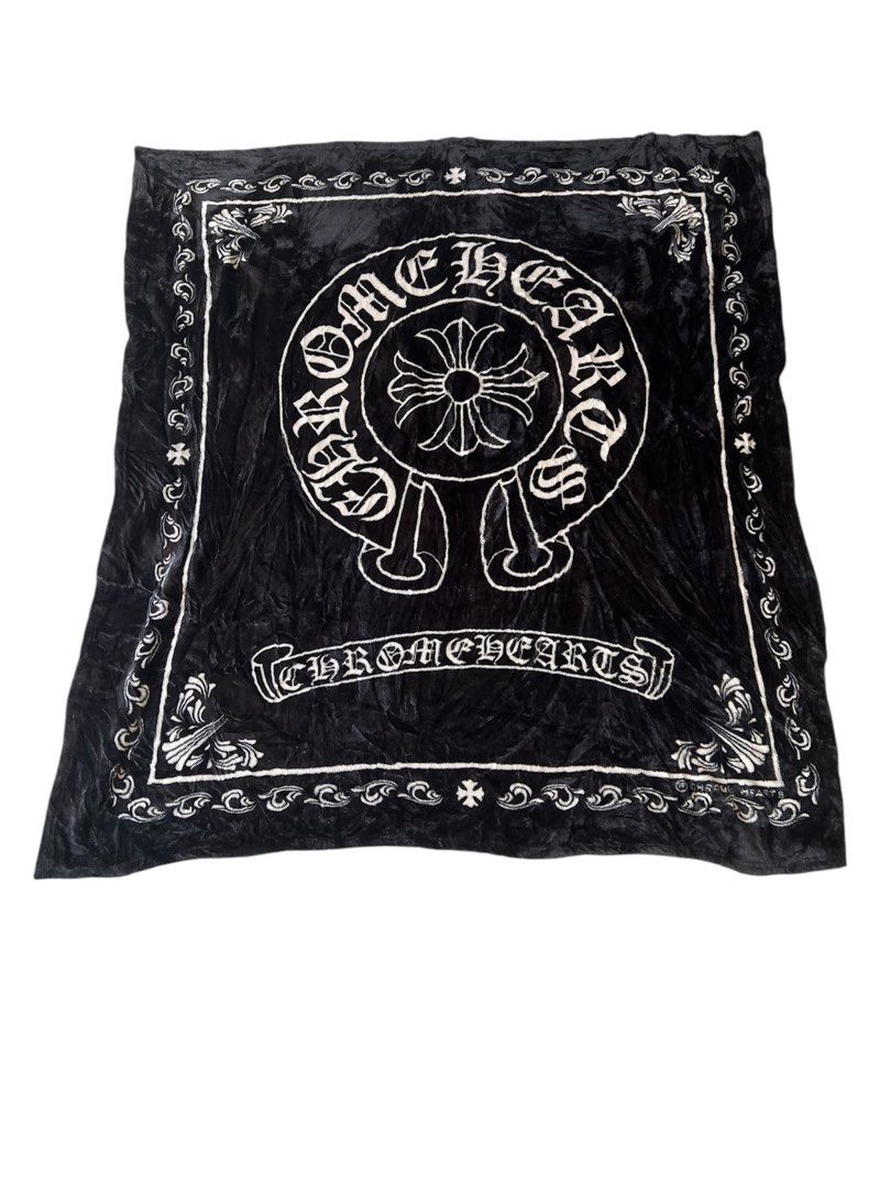 Chrome hearts blanket (Category: Luxury Accessories) located in Bacolod City. Submitted by Garments_09 (Listing ID 1361101645, Image 1). Description: Authentic chrome hearts blanket Legit checked by the veterans Measurements Length:54 inches Width: 50 inches No visible flaws.