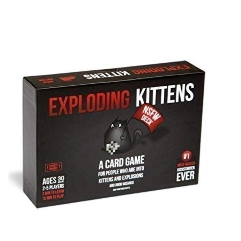 Exploding Kittens NSFW Deck (Category: Board Games & Puzzles) located in Singapore. Submitted by Margaret.shopping (Listing ID 1361050580, Image 1). Description: Exploding Kittens NSFW deck. Brand new in shrink wrap. Normal mail $2.50, reg mail $4.80 Meet up at various MRT, postage and doorsteps delivery is available Delivery charge from $5.50, please ask for our delivery options. Tags: card game, family game, gathering, party game.