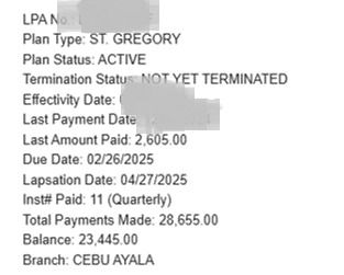 For transfer: St. Peter Memorial Life Plan (St. Gregory)