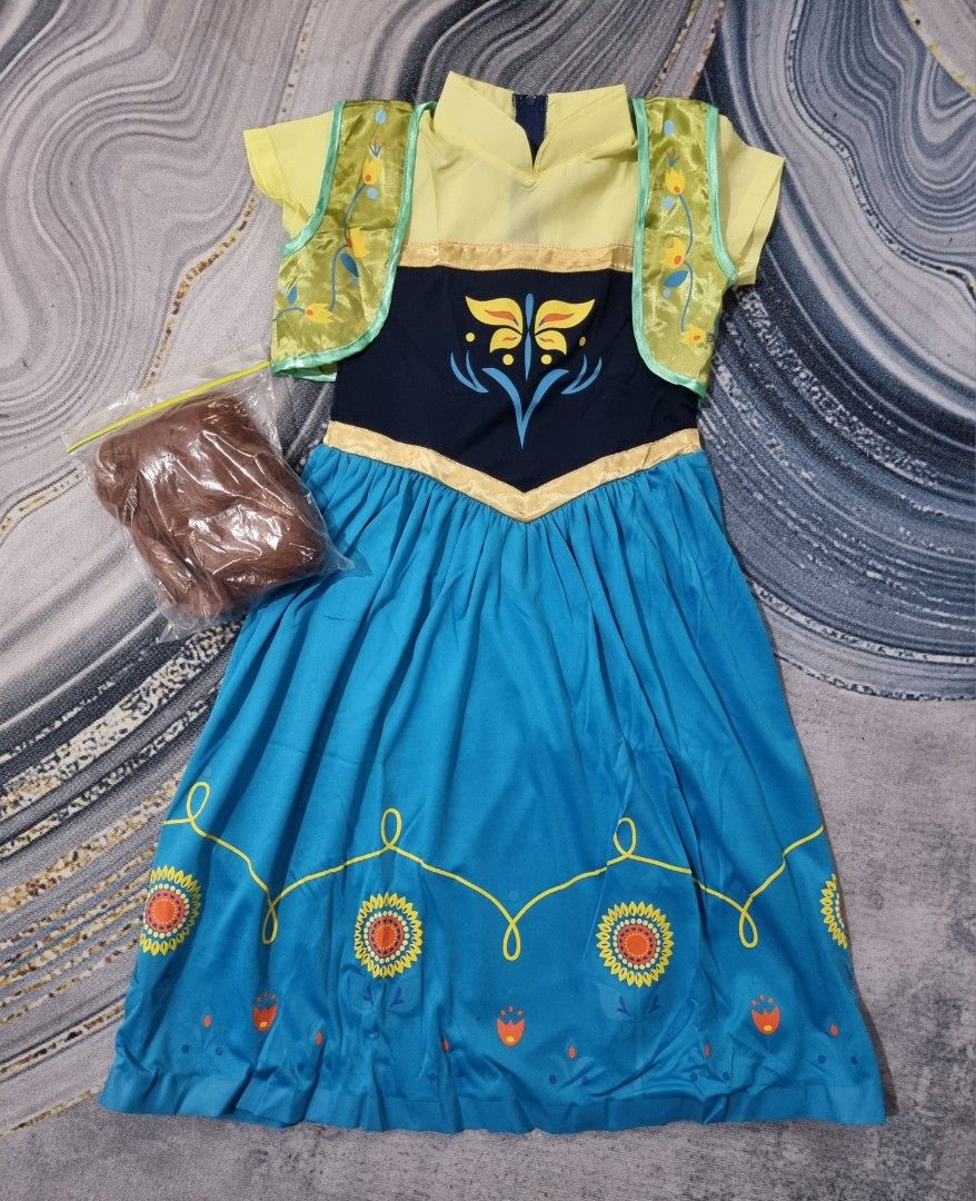 Frozen Costume Complete Set (Category: Babies & Kids Fashion) located in Makati City. Submitted by PeppermintPanda (Listing ID 1361123510, Image 1). Description: Anna Frozen in Summer Costume with wig.
