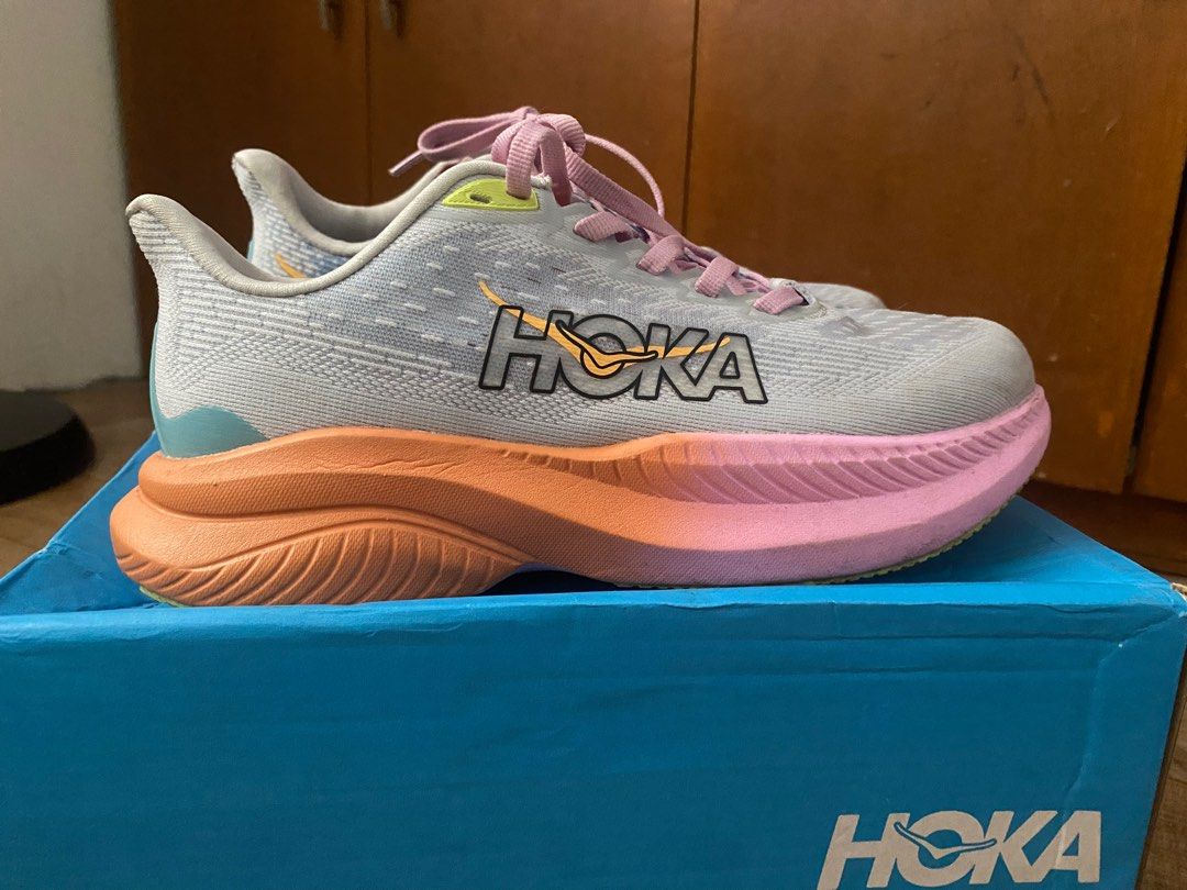 Hoka Mach 6 (Category: Sneakers) located in Naga. Submitted by empr_ (Listing ID 1361094837, Image 1). Description: SALE! SALE! SALE! Hoka Mach 6 for Women. Excellent used condition. Perfect for running. Super lightweight and highly cushioned. By far the best running shoes l’ve ever tried..