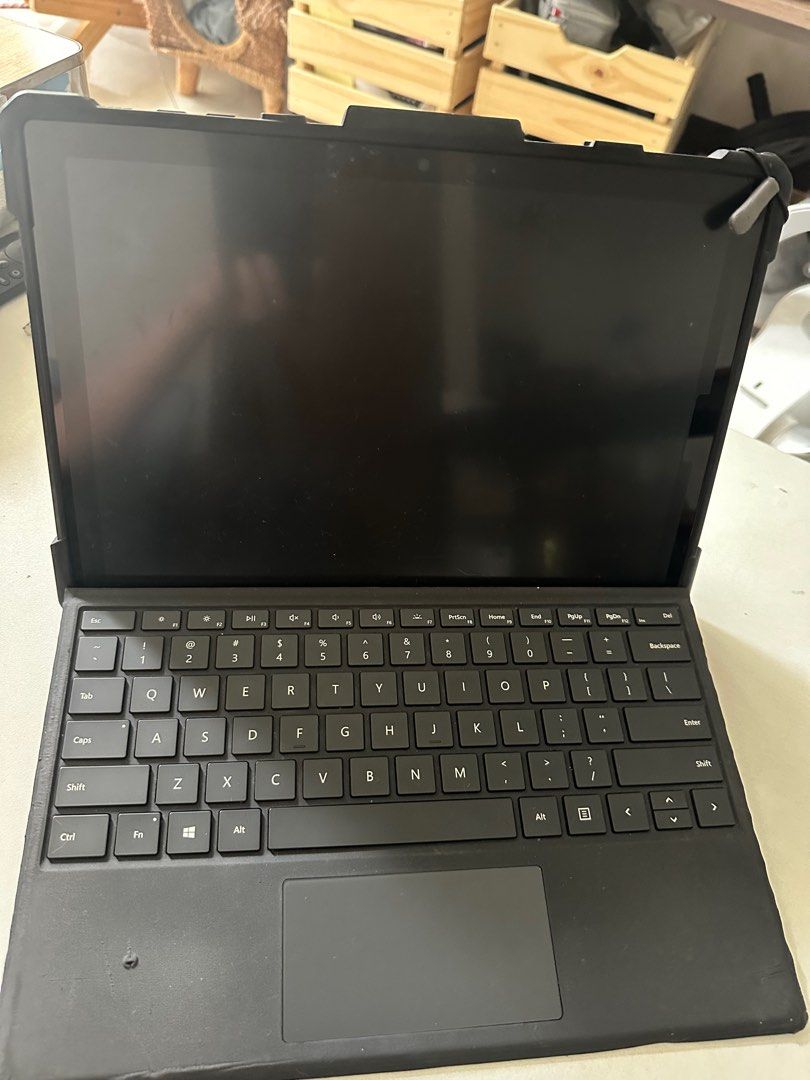 Microsoft Surface Pro 7 Tablet Laptop with Accessories (Category: Laptops & Notebooks) located in Quezon City. Submitted by n0406 (Listing ID 1361185935, Image 3). Description: Microsoft Surface Pro 7 Tablet Laptop Accessories included: UAG Hard Protective Case Type Cover Surface Keyboard Surface Pen Kensington Lock MOP: Bank transfer, GCash Note: No issue on the unit itself. Issue is on type cover keyboard where natutuklap na ng konti yung cover
