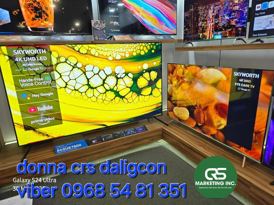 Skyworth tv (Category: TV) located in Manila. Submitted by donnasagao03665 (Listing ID 1361155198, Image 1). Description: ❄️ SKYWORTH GOOGLE TV 4K UHD / SKYWORTH QLED PLUS GOOGLE TV / SKYWORTH QLED TV Brandnew and Sealed ❄️ 📍 BASIC SMART TV 32STE4000 32” - 8,200 43STE4000 43” - 12,200 📍 GOOGLE TV FHD 32STG5600 32” - 9,900 43TSG6200 43” - 13,800 📍 GOOGLE TV 4K UHD 55SUF6400 55” - 18,700 55SUG6800 55” - 20,900 55SUF6300 55” - 17,800 65SUG6800 65