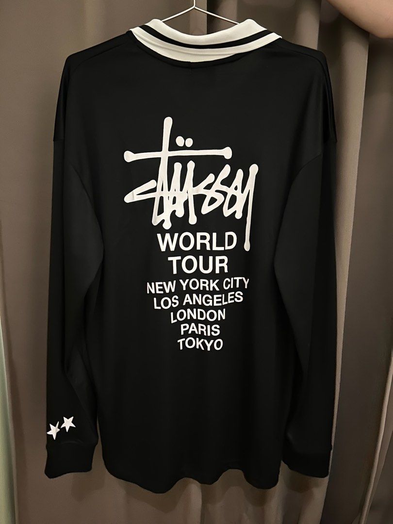 Stüssy Football Polo Long Sleeve T-Shirt Black, Men's