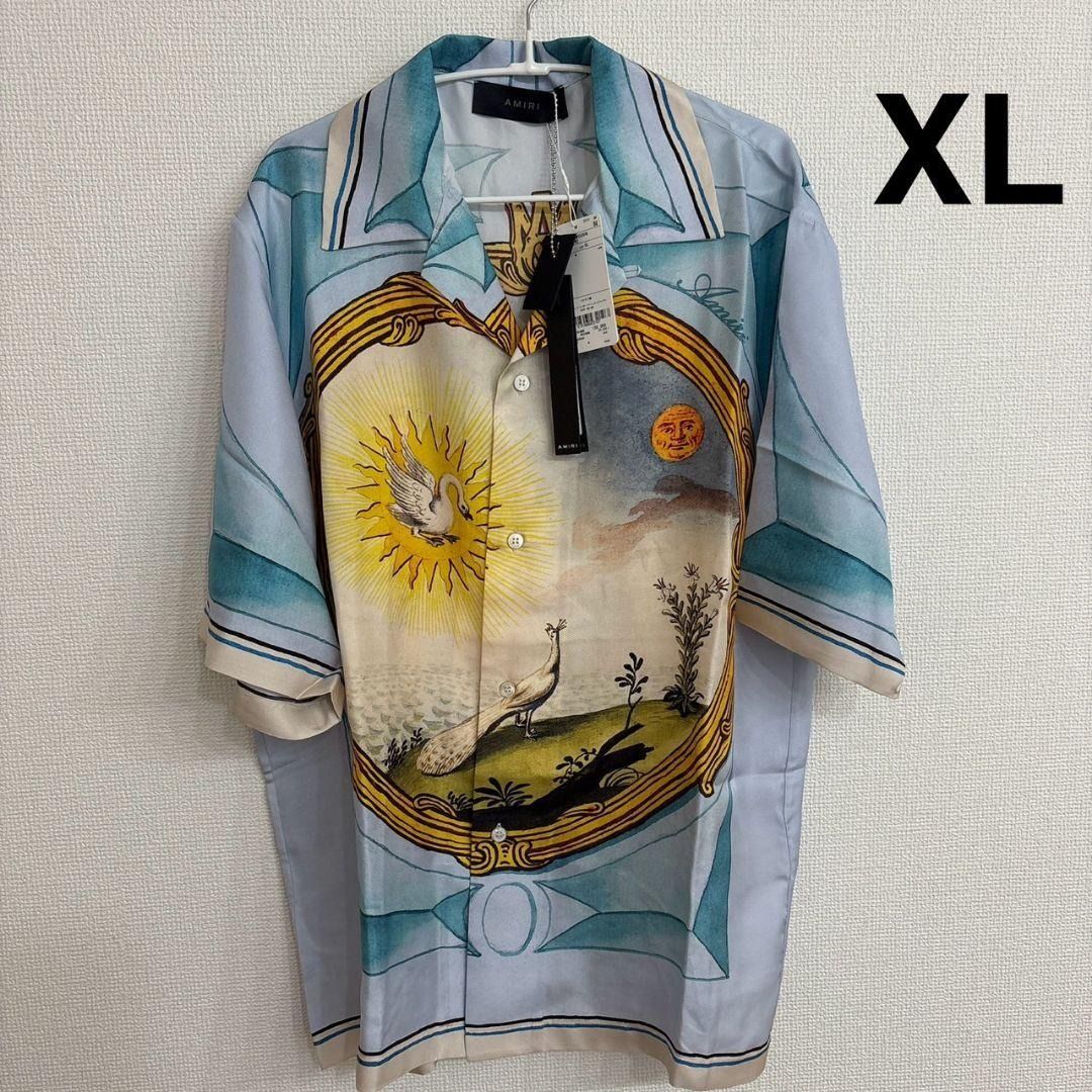 全新AMIRI LANDSCAPE FRAME BOWLING SHIRT 純絲綢半袖花襯衫, 名牌精品  