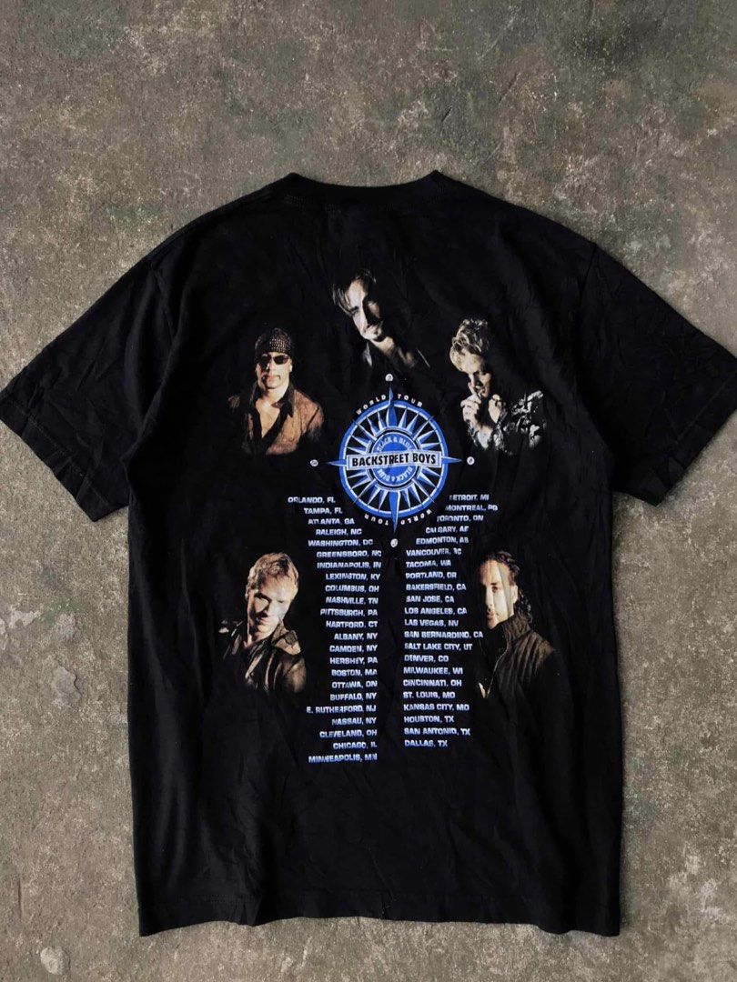 BACKSTREET BOYS WORLD TOUR (Category: Tshirts & Polo Shirts ) located in Sorsogon. Submitted by jerome_ignacio (Listing ID 1361298622, Image 2). Description: BACKSTREET BOYS _ Black and blue world tour B2B mega print GIANT tag Medium | 19.5W x 27 Deadstock condi.