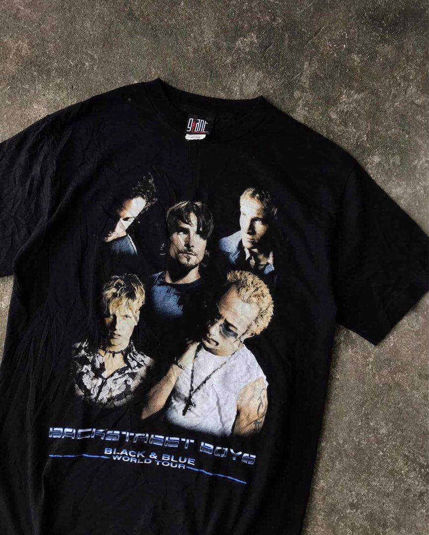 BACKSTREET BOYS WORLD TOUR (Category: Tshirts & Polo Shirts ) located in Sorsogon. Submitted by jerome_ignacio (Listing ID 1361298622, Image 3). Description: BACKSTREET BOYS _ Black and blue world tour B2B mega print GIANT tag Medium | 19.5W x 27 Deadstock condi.