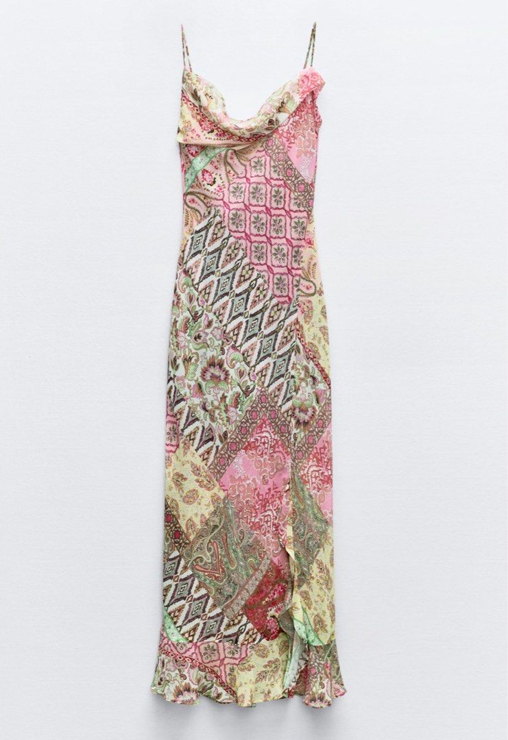 FOR RENT ✧ Patchwork Slip Dress (Category: Dresses) located in Quezon City. Submitted by dayn333 (Listing ID 1361271112, Image 1). Description: FOR RENT ₱400 rental fee for 3 days + ₱400 deposit (to be returned upon return of the item) Tags: zara patchwork slip dress/ multicolor spring dress/ red ruffle cowl neck.