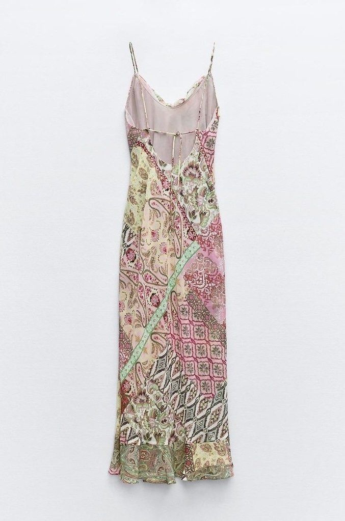 FOR RENT ✧ Patchwork Slip Dress (Category: Dresses) located in Quezon City. Submitted by dayn333 (Listing ID 1361271112, Image 2). Description: FOR RENT ₱400 rental fee for 3 days + ₱400 deposit (to be returned upon return of the item) Tags: zara patchwork slip dress/ multicolor spring dress/ red ruffle cowl neck.