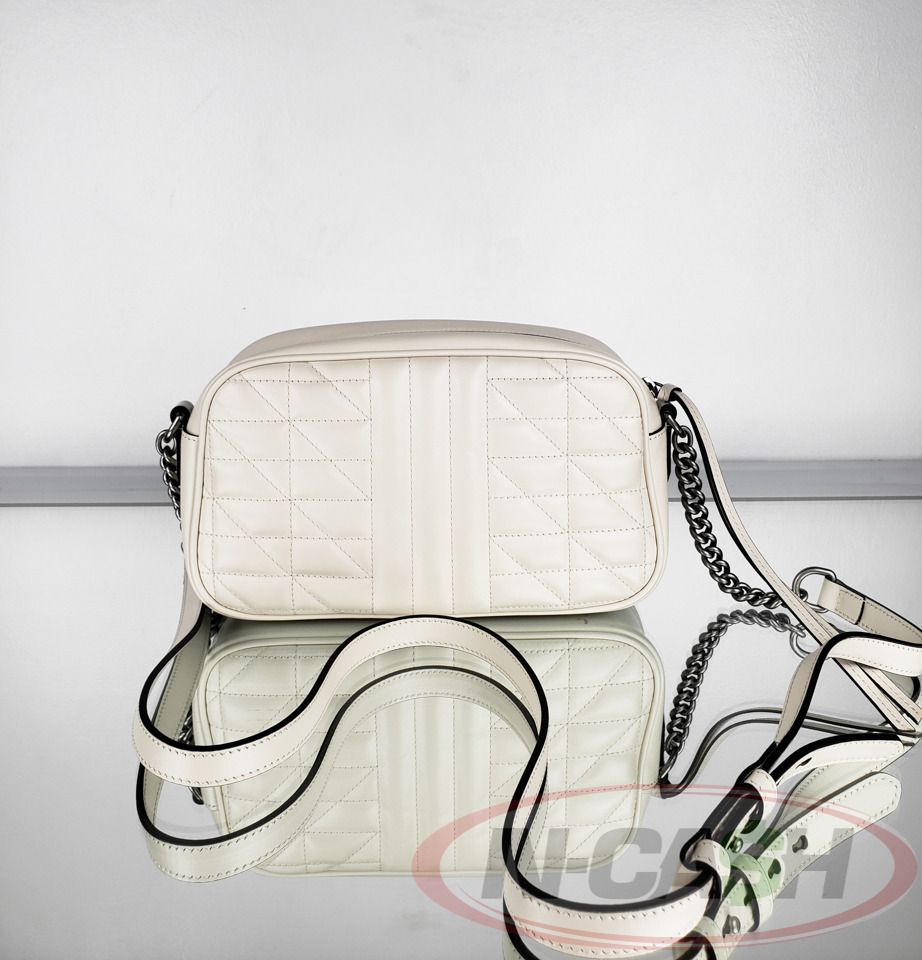 Gucci Marmont Aria Small Camera Bag (Category: Luxury Bags & Wallets) located in Makati City. Submitted by luxury_by_ncash_2 (Listing ID 1361222079, Image 3). Description: N-Cash Pawnshop "Instant Cash for Bags, Watches, Cars, and Electronics" https://www.ncash-pawnshop-philippines.com/ Gucci Marmont Aria Small Camera Bag Brand New Brand: GUCCI L: 9.5″ / H: 5.5″ / D: 3″ Strap Drop 24″ (Adjustable) Material: Mystic White Calfskin Hardware: Aged Si