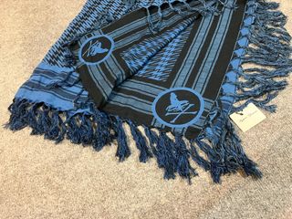 HYSTERIC GLAMOUR HG ORIGINAL MILITARY WOMAN ON SKULL BONE LOGO GARMENT DYED WASHED INDIGO NAVY WASH BLUE ARMY SCARF SCARVES BLANKET 軍裝圍巾頸巾629804597341461111