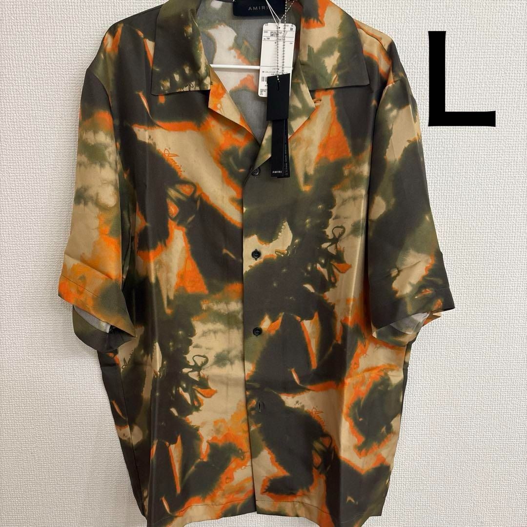 の 人気アイテムランキング CAMO OVER ALL AMIRI 全新尺寸L CAMP 純絲綢半袖花襯衫 SHIRT トップス