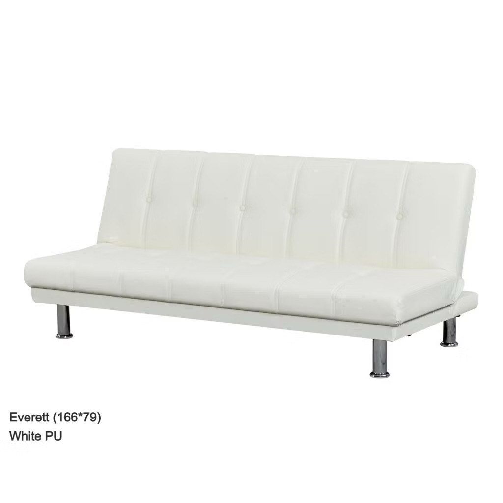 Leather Sofa Bed in White Yellow Beige (Category: Sofas) located in Manila. Submitted by wanderandco (Listing ID 1361338314, Image 1). Description: • It has leather stains and dirt, but you can use a leather cleaner to remove them. • With a black mark due to a hair iron that burst— can be covered by throw pillow (last photo). You can try to remove it using the right leather care products. • Color may vary due to lighting. Slightly nego Rfs - swit
