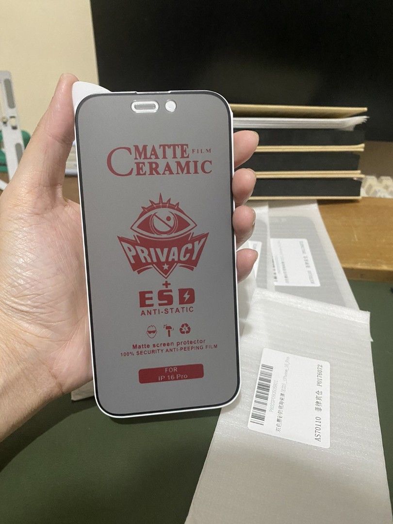 Matte Privacy Screen Protector For iPhone 16 / 16 / Plus / 16 Pro / 16 Pro Max (Category: Other Mobile & Gadget Accessories) located in Manila. Submitted by mercedgret74092 (Listing ID 1361202922, Image 1). Description: 16 series available on hand.