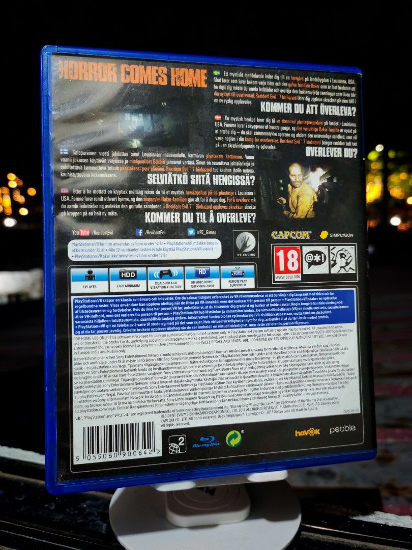 RESIDENT EVIL 7 BIOHAZARD PS4 (Category: PlayStation) located in Santa Rosa. Submitted by tristanmunoz (Listing ID 1361347388, Image 2). Description: For sale or trade Php950 If trade strictly in my place Resident Evil 7 Biohazard (RE7) PS4 PS VR Compatible With Free PS5 Upgrade R2 Can do video call Lalamove SDD c/o buyer (Gcash or COD payment) Meetup/Pickup: Sta. Rosa Dita Rotonda, Jollibee Golden City, 711 Balibago, Cabuyao Bayan or Biñan area 