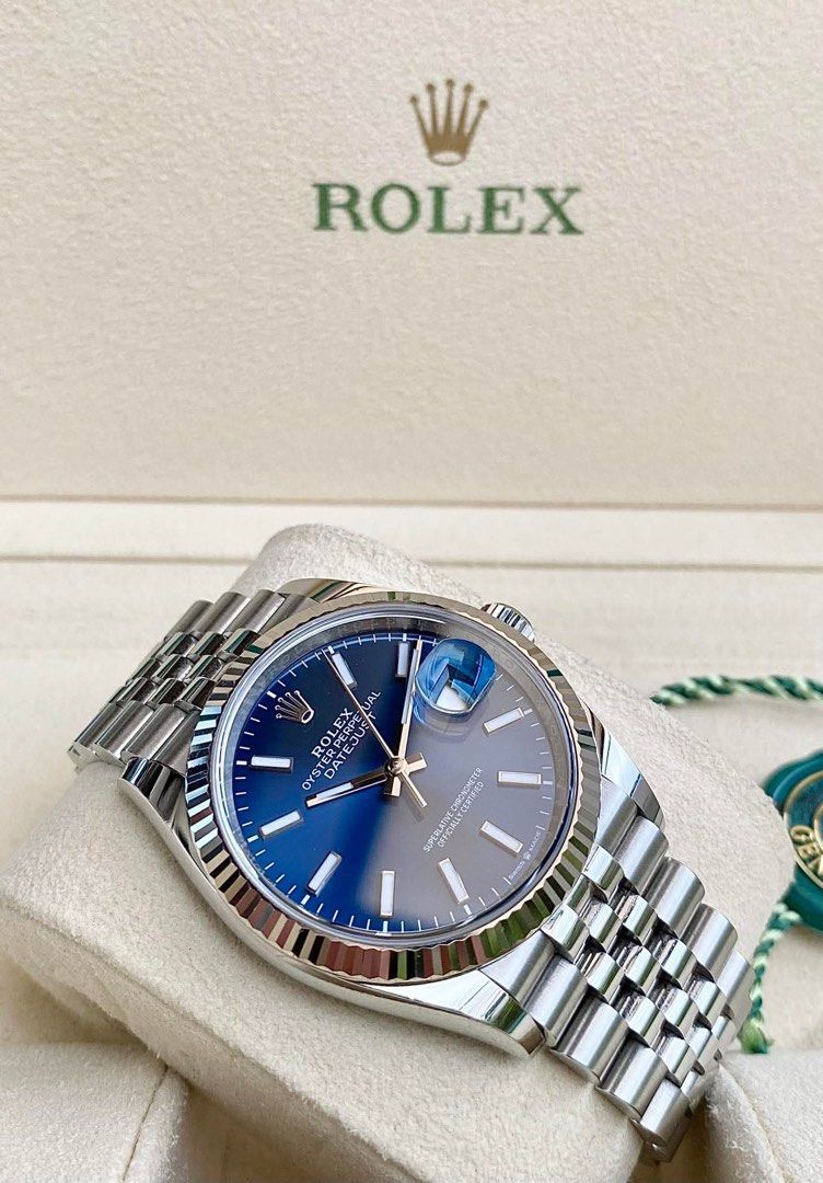 Rolex 2019 Datejust Jubilee 36mm (Category: Luxury Watches) located in Taguig. Submitted by declutterprince2 (Listing ID 1361275330, Image 3). Description: 2019 Rolex Datejust Jubilee 36mm Blue Dial 126234 9.5/10 great condition Complete links Open for authentication Meet up only Cash only With box, card, receipt No to resellers RFS: Upgrade .
