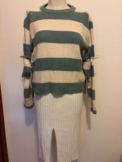 韓國淺綠間條冷衫64235514981251110